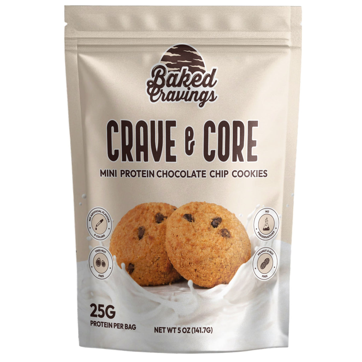 Crave & Core Protein Chocolate Chip Mini Crisp Cookie Bag 5oz.