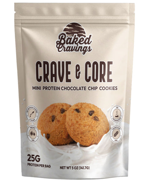 Crave & Core Protein Chocolate Chip Mini Crisp Cookie Bag 5oz.