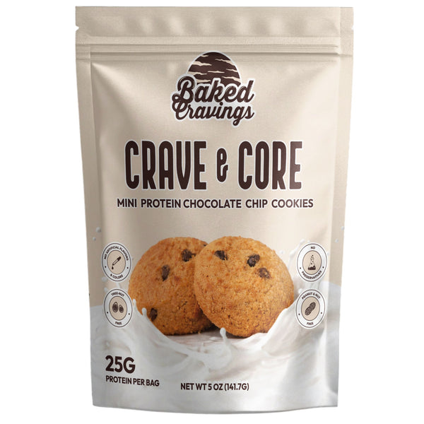 Crave & Core Protein Chocolate Chip Mini Crisp Cookie Bag 5oz.
