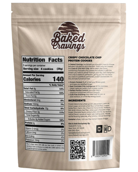 Crave & Core Protein Chocolate Chip Mini Crisp Cookie Bag 5oz.