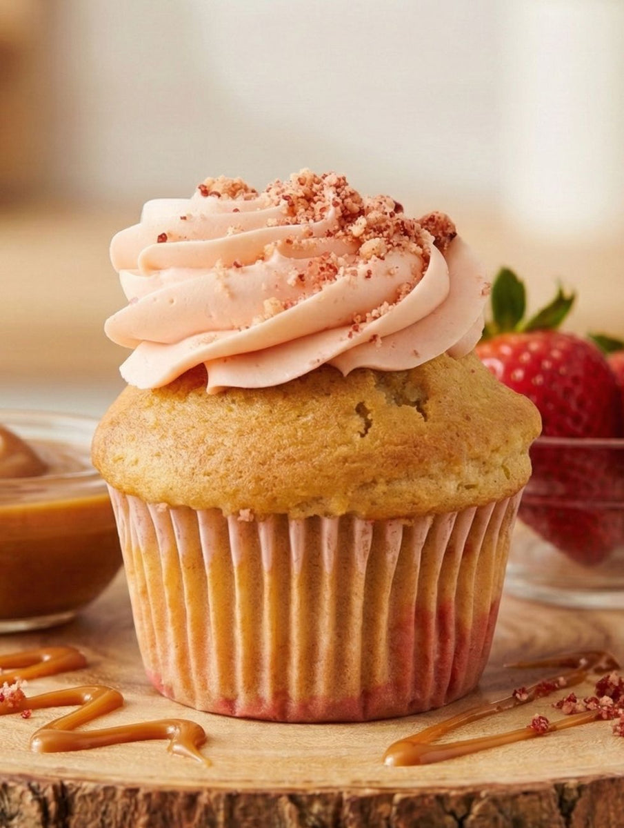 Strawberry Crumb Dulce De Leche Cupcake
