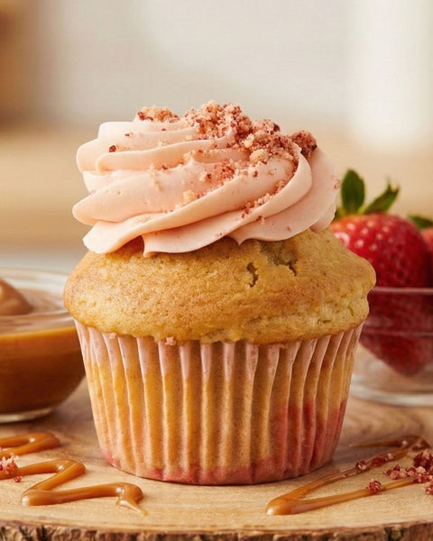 Strawberry Crumb Dulce De Leche Cupcake